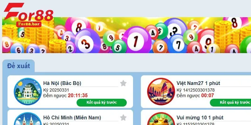 Top 5 loại hình xổ số For88 đáng thử